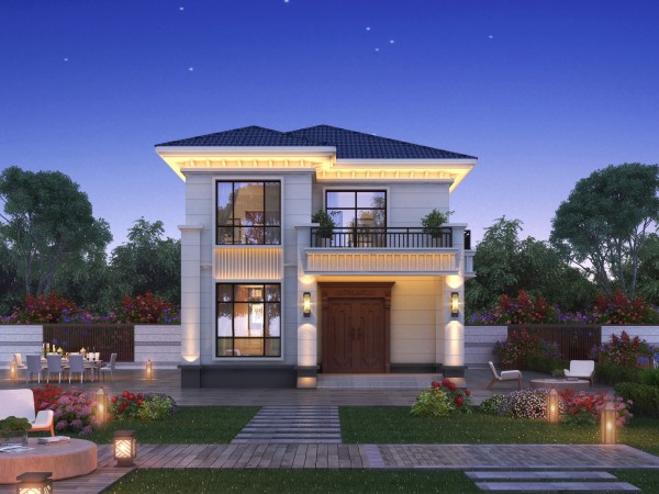 新中式二层两开间农村自建房别墅占地面积小带户型图