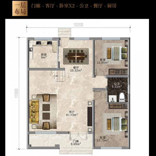 欧式别墅设计图纸二层洋房房屋农村自建房设计图施工效果图4