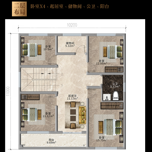 欧式别墅设计图纸二层洋房房屋农村自建房设计图施工效果图5
