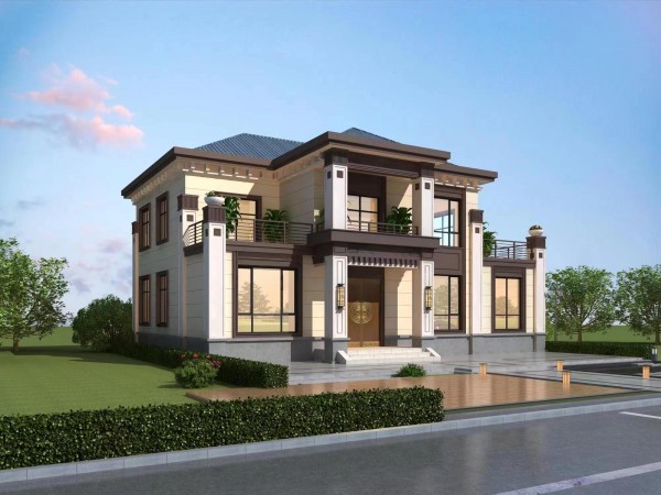 二层四间新中式带车库