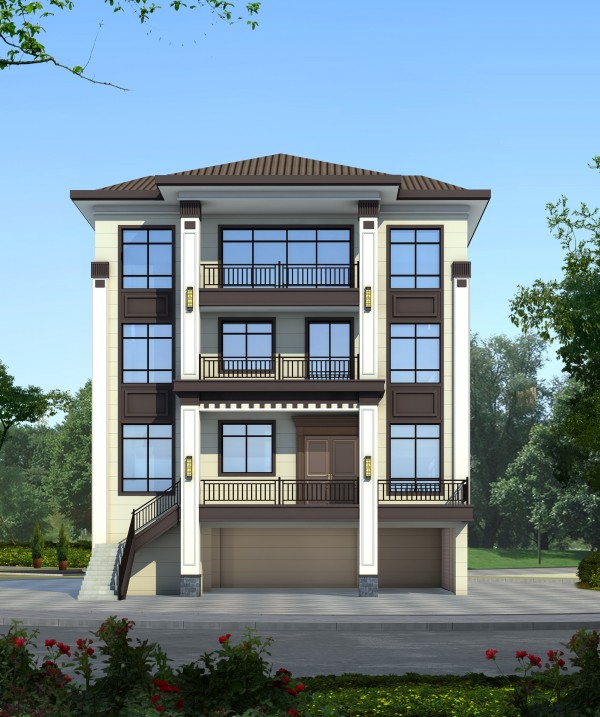 带车库新中式大别墅