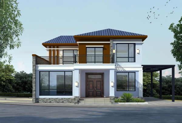 二层带瓦顶现代风